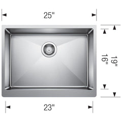 BLANCO BLANCO 522215 Quatrus R15 25 x 19 in. No Hole Stainless Steel 1 Bowl Farmhouse Kitchen Sink