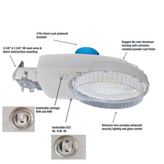 HUBBELL Hubbell SGD-60-LSCS-GR Sling LED 60W Area Dusk-To-Dawn Lumen/CCT120-277V 0-10V Dim GRY