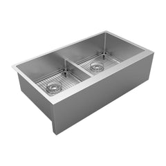 ELKAY Elkay EFRUFFA3417DBG Crosstown 35-7/8 x 20-1/4 in 2-Hole Stainless Steel Double Bowl Farmhouse Kitchen Sink with Sound Dampening