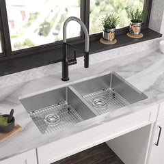 ELKAY Elkay ECTSRAD33226TBG1 Crosstown 18 Gauge Stainless Steel 33 x 22 x 6 Equal Double Bowl Dual Mount ADA Sink Kit