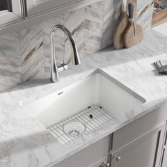 ELKAY Elkay ELGU2522WH0C Quartz Classic 24-5/8 x 18-1/2 x 9-1/2 Single Bowl Undermount Sink Kit White