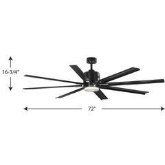 PROGRESS LIGHTING Progress Lighting P2550-3130K Vast 8 Blades 72 in. Indoor Ceiling Fan in Black