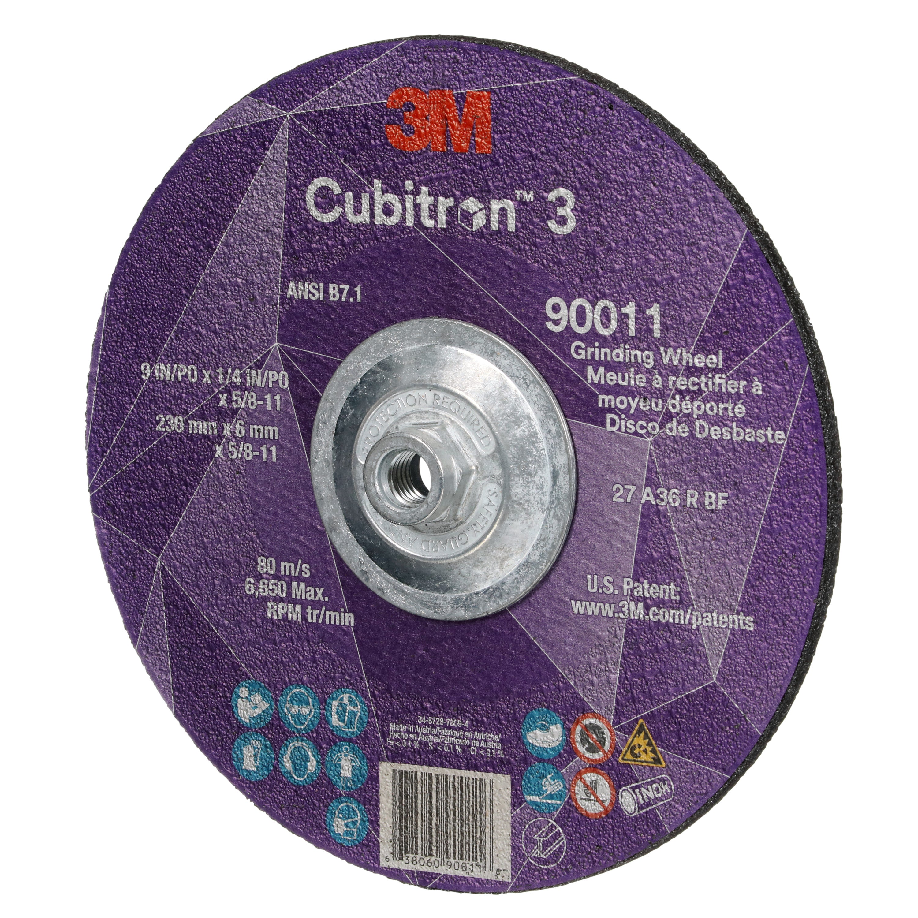 3M 3M 7100312964 Cubitron 3 Depressed Center Grinding Wheel 9 X 1/4 X 5/8-11 36+