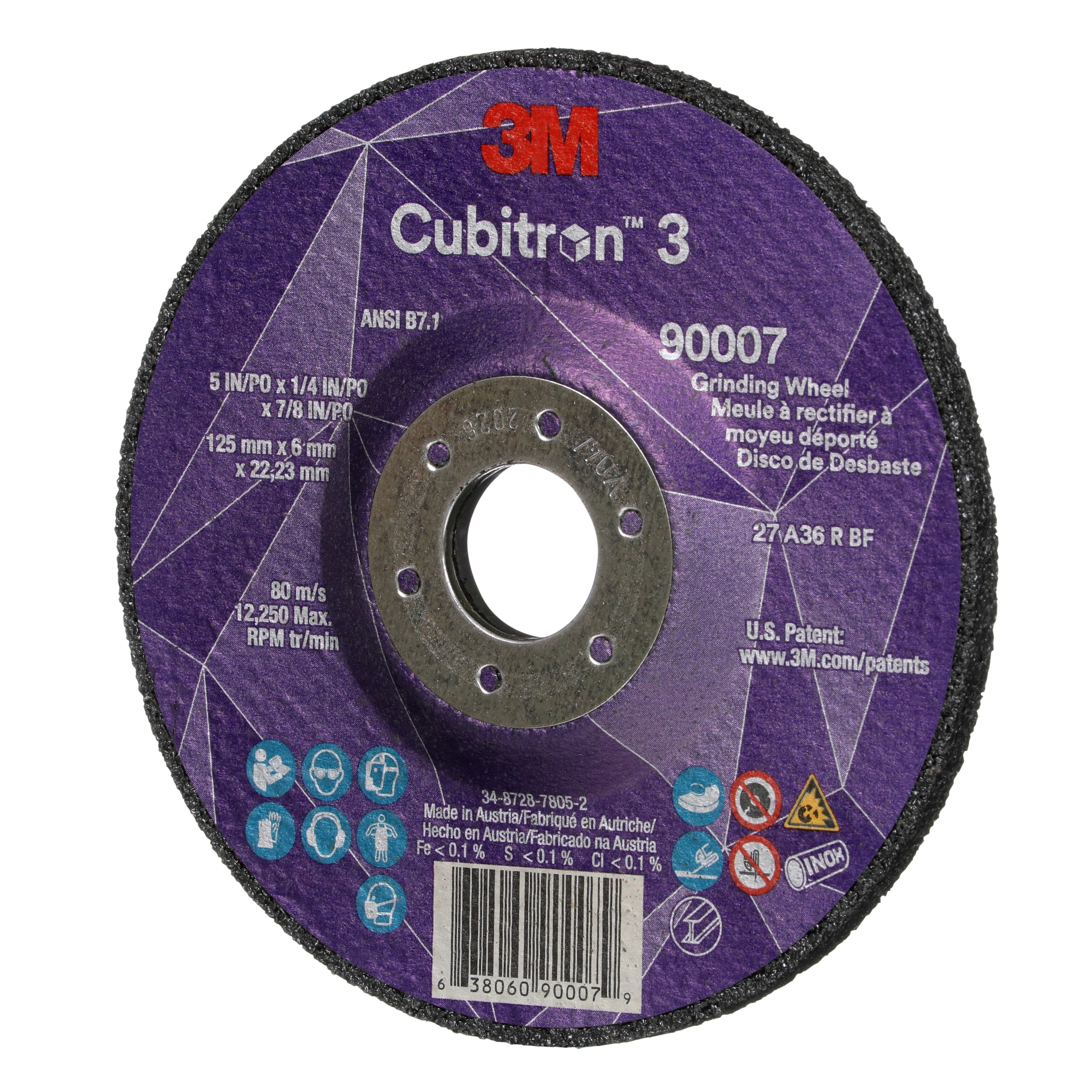 3M 3M 7100303967 Cubitron 3 36+ Grit 5 X 1/4 X 7/8 Depressed Center Grinding Wheel