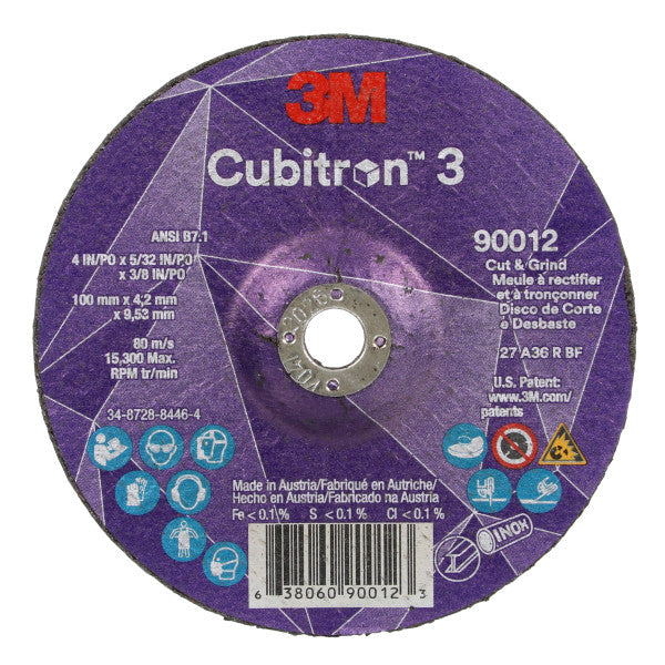 3M 3M 7100305152 Cubitron 3 Cut and Grind Wheel 36+ Grit 4 x 5/32 x 3/8