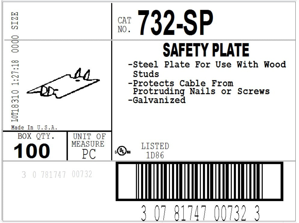 BRIDGEPORT Bridgeport 732-SP Plate, Safety, Steel