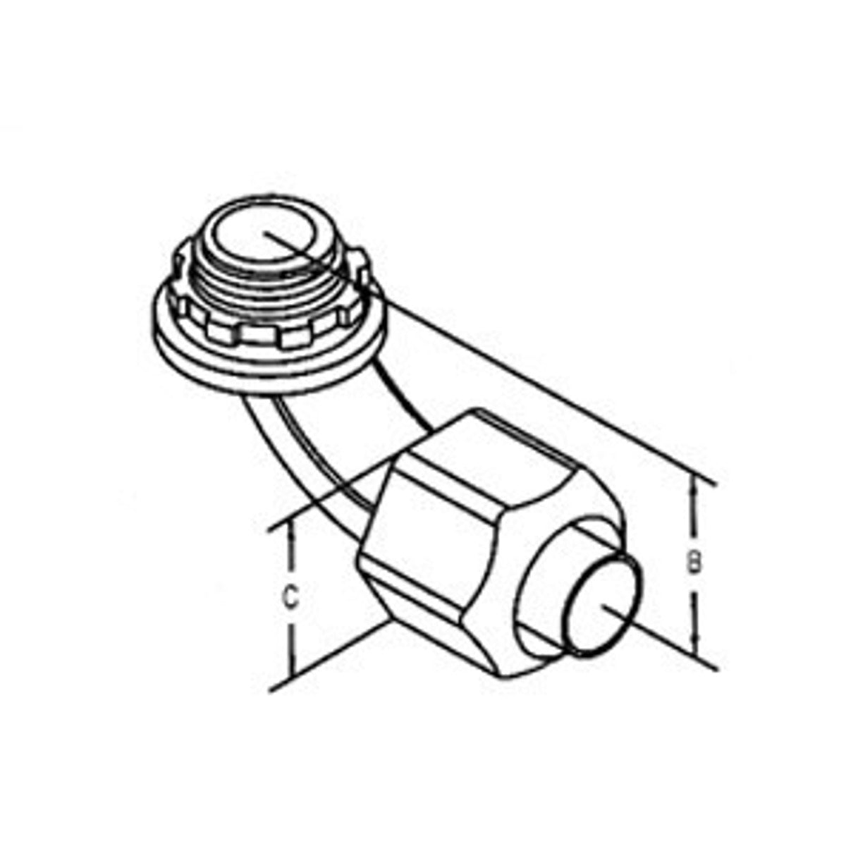 BRIDGEPORT Bridgeport 473-NMLT Connector Liquid Tight 90 Degree Non-Metallic Size 1 1/4 Inch