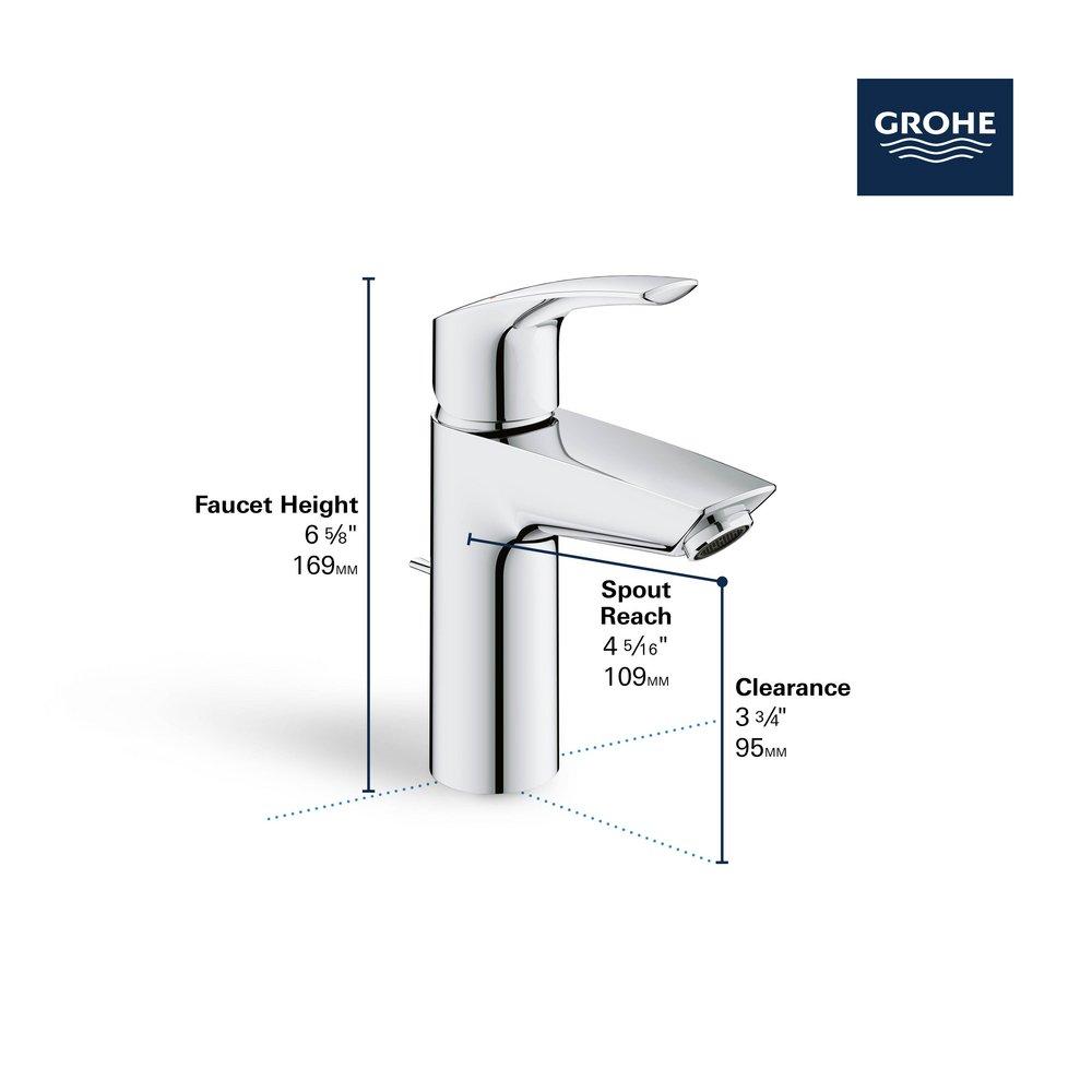 GROHE GROHE 32642EN3 Eurosmart Single Handle Monoblock Bathroom Sink Faucet in Brushed Nickel