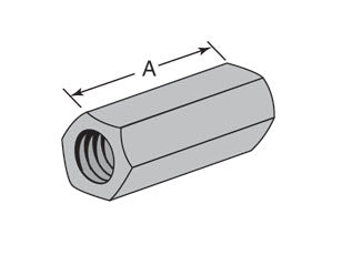LH DOTTIE L.H. Dottie RC2 Rod Coupling, 3/8-16 UNC Thread, Zinc Plated Steel