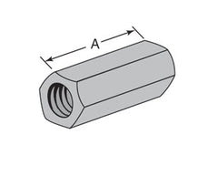 LH DOTTIE L.H. Dottie RC2 Rod Coupling, 3/8-16 UNC Thread, Zinc Plated Steel