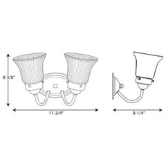 PROGRESS LIGHTING Progress Lighting P3288-15 2-Light Bath And Vanity Fixture 100-Watt 120-Volt Polished Chrome Plated
