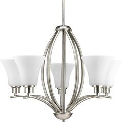 PROGRESS LIGHTING Progress Lighting P4490-09 Joy 5 Light 100W Chandelier Fluted Glass Brushed Nickel