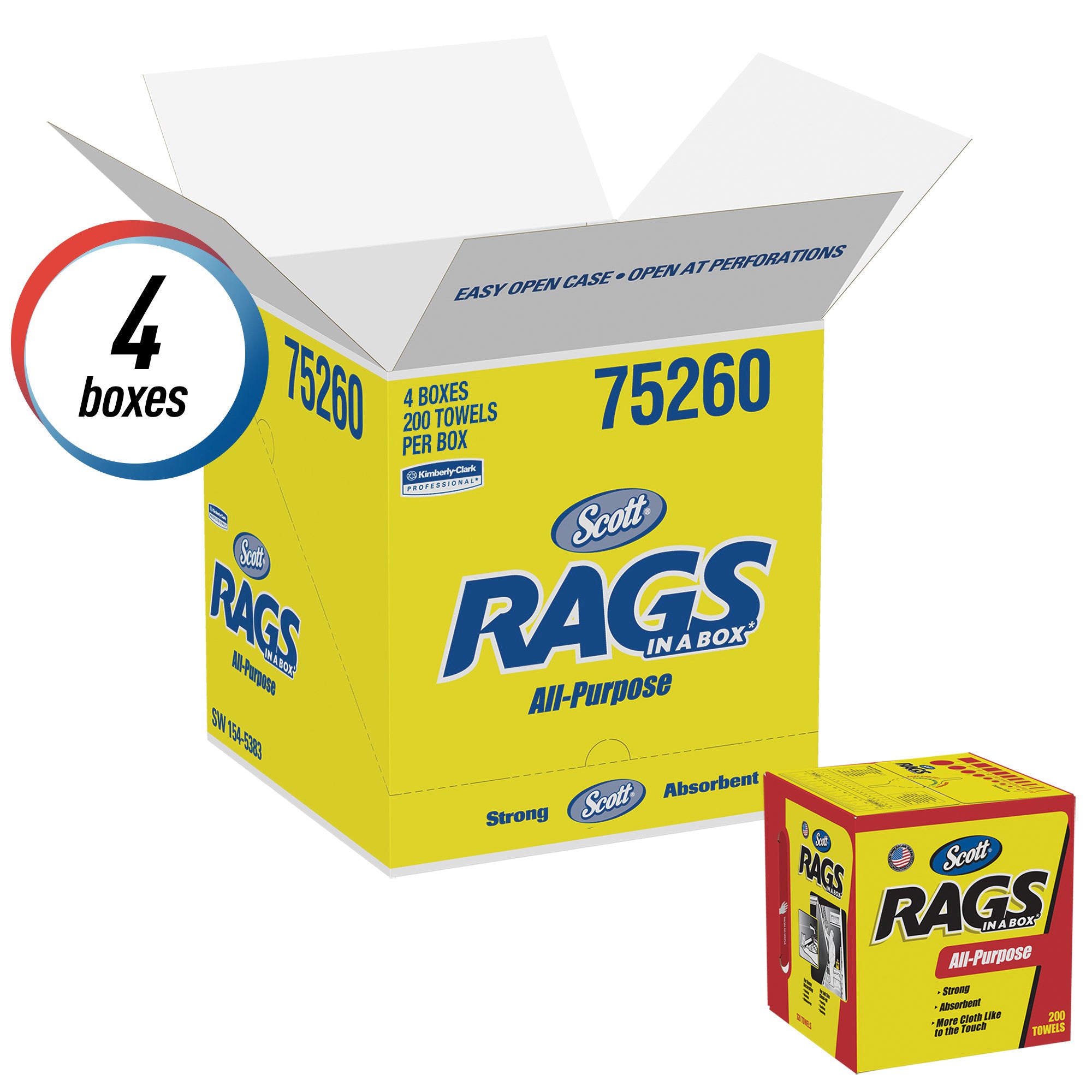 SCOTT Scott 75260 Multi-Purpose All Purpose Rag, 13 in L x 10 in W, White