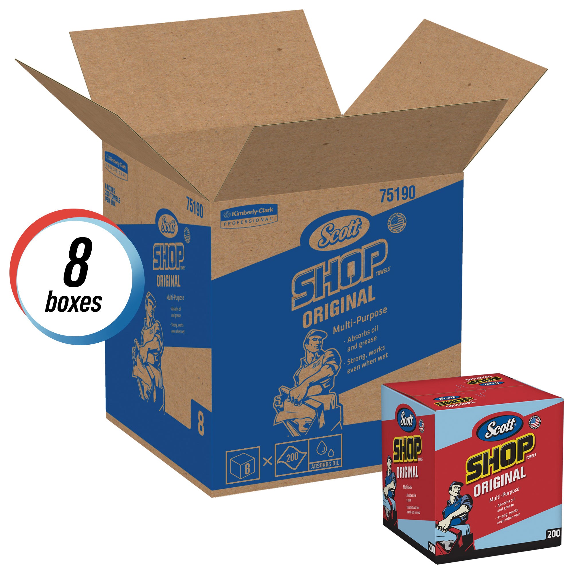 SCOTT Scott 75190 Disposable Original Shop Towel (12 In. W x 10 In. L) 200-Sheets