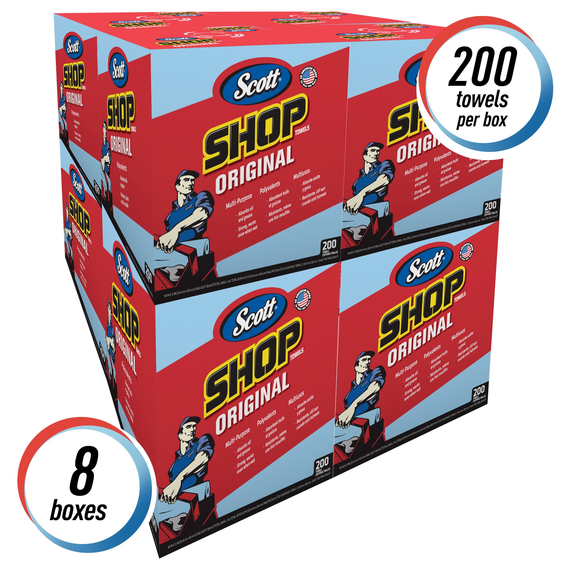 SCOTT Scott 75190 Disposable Original Shop Towel (12 In. W x 10 In. L) 200-Sheets