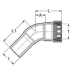 VIEGA VIEGA 28650 MegaPressG 45-Degree Street Elbow, 3 in, Press x Fitting