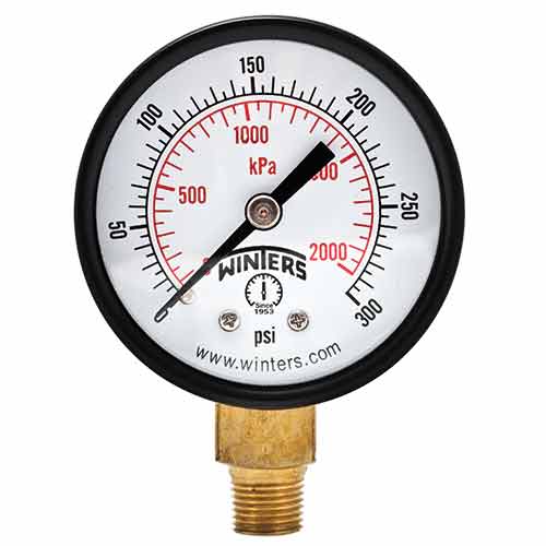 WINTERS INSTRUMENTS Winters Instruments PEM218LF 2-1/2 PEM Dual Scale Economy Pressure Gauge Lead Free 0-600 PSI