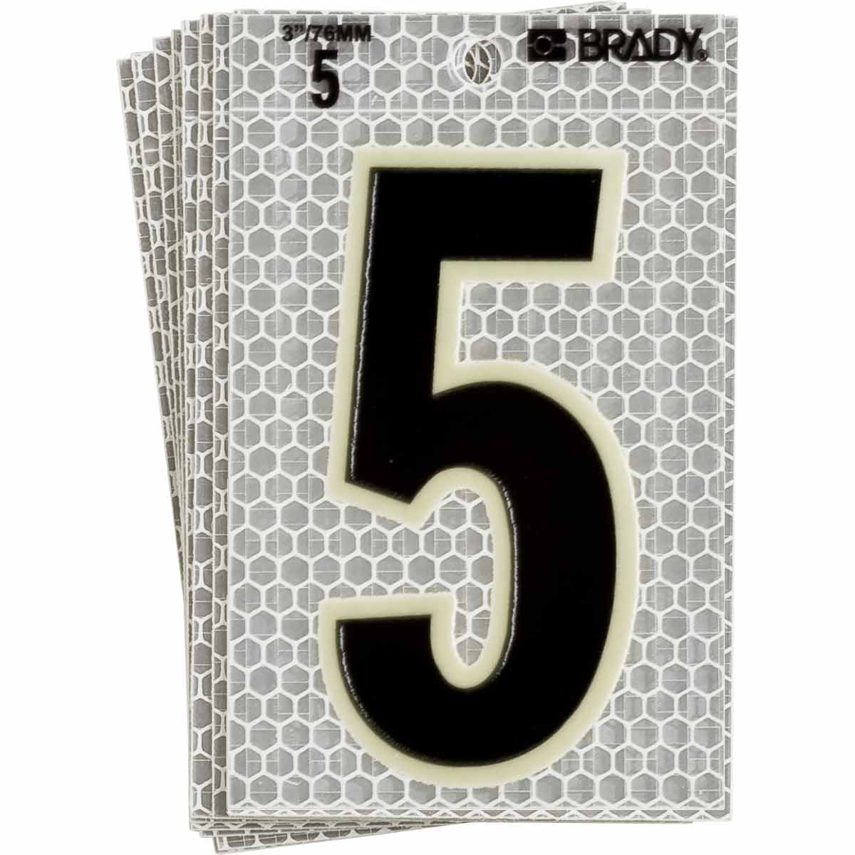BRADY Brady 3010-5 Number Label High-Intensity Prismatic Ultra Reflective 5 Pack