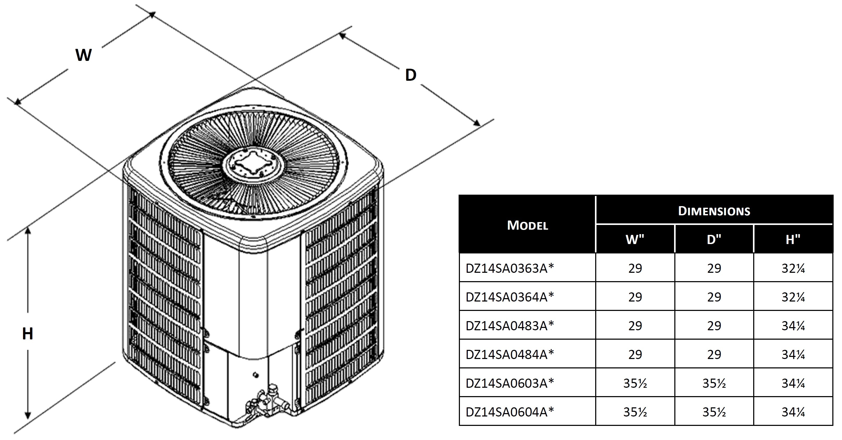DAIKIN Daikin DZ14SA0483 Light Commercial Split Heat Pump 14 SEER (4 Ton) Replacement MPN
