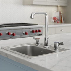 ELKAY Elkay LKDA2437C 8 Centerset Concealed Deck Mount Faucet with Arc Tube Spout and 2-5/8 Lever Handles Chrome