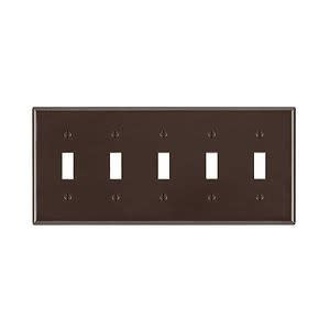 LEVITON Leviton 85023 Wallplate 5 Gang Toggle Switch 4.5 in H x 9.99 in W