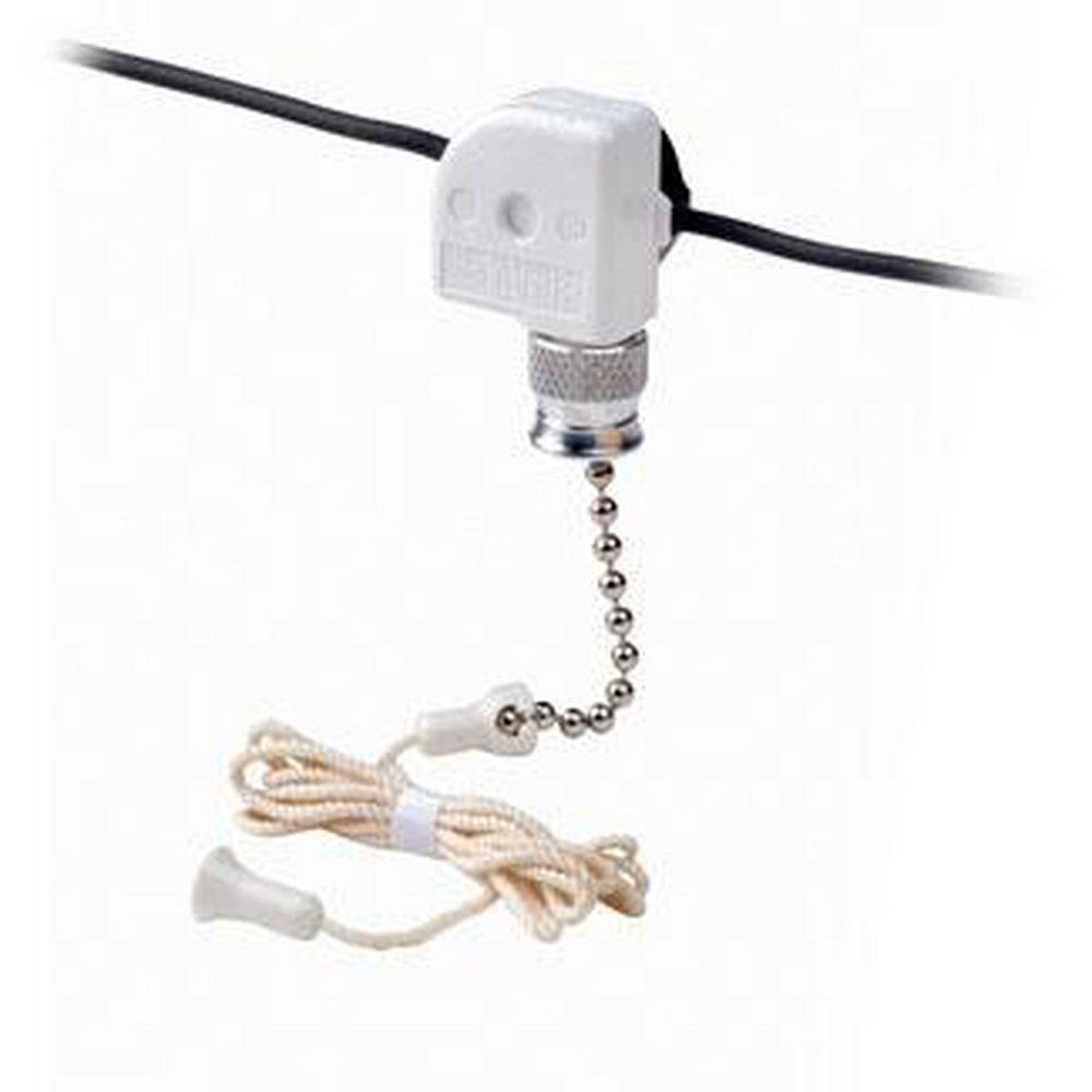 LEVITON Leviton 10041-500 125/250 VAC 3/6 Amp 1-Pole On-Off Nickel Metal Pull Chain Switch