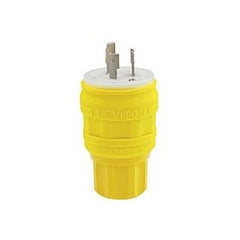 LEVITON Leviton 26W47 Locking Plug 1-Phase Grounding Watertight Cable Mount 125 VAC 20 A NEMA L5-20P