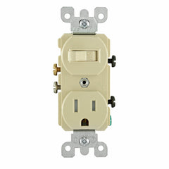 LEVITON Leviton T5225-I Combination Switch and Receptacle, 15 A, 120 Volt AC, Duplex