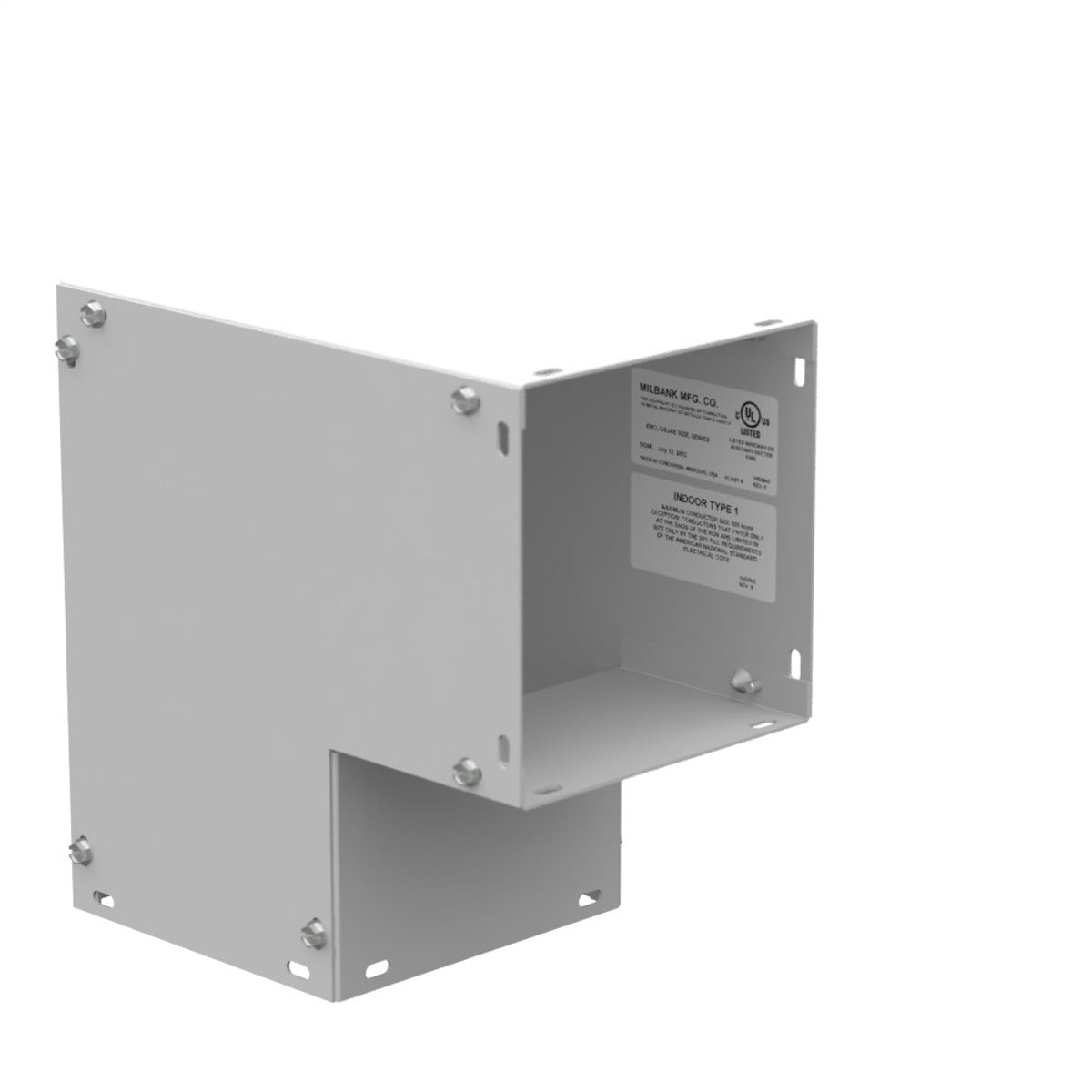 MILBANK Milbank 66L90S 10x6.125x10 Wireway Elbow 90 Side Wall Access ANSI 61 Gray Steel