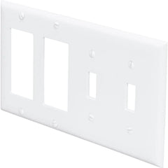 LEGRAND Pass & Seymour SP2262W 4-Gang 2-Toggle and 2-Decorator Combination Plate, White