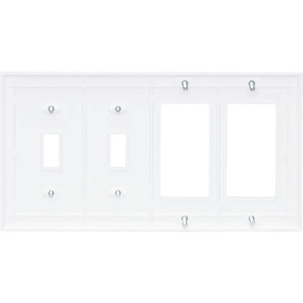 LEGRAND Pass & Seymour SP2262W 4-Gang 2-Toggle and 2-Decorator Combination Plate, White