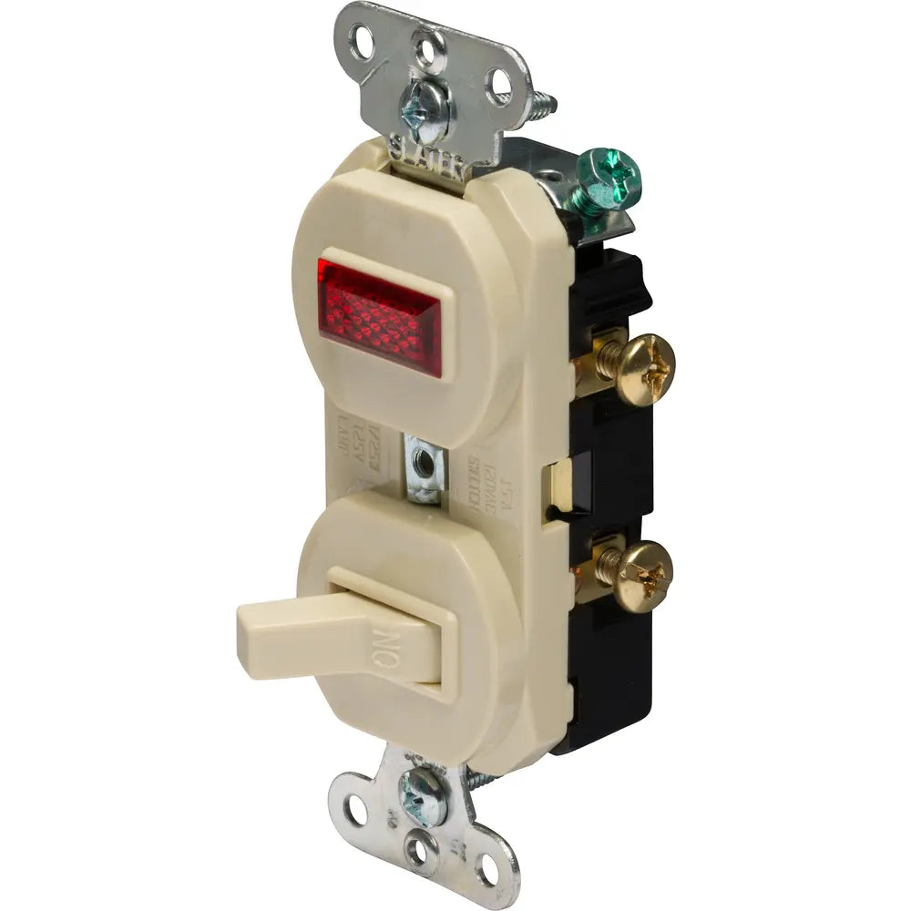 LEGRAND Pass & Seymour 692IG Single-Pole Combination Switch and Pilot Light, Ivory - 10 Pack