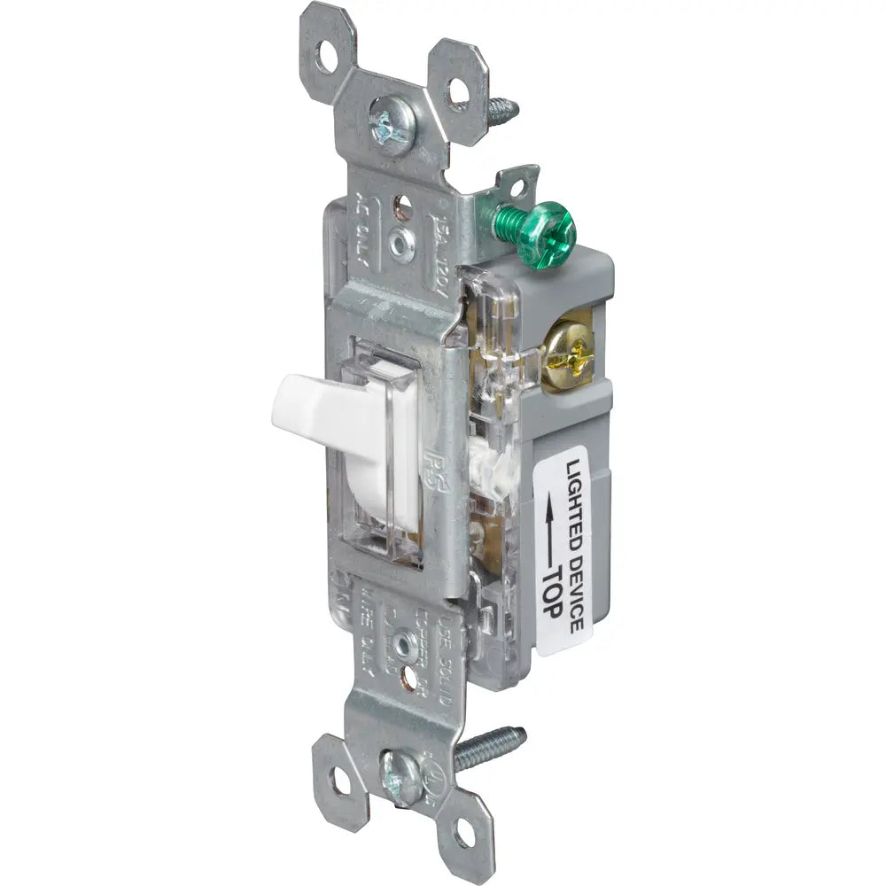 LEGRAND Pass & Seymour 660WSLG Illuminated Toggle Switch 15A Single Pole 120V