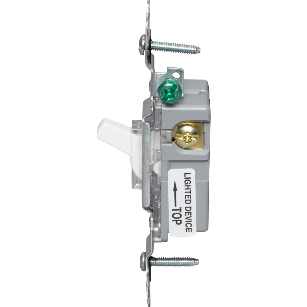 LEGRAND Pass & Seymour 660WSLG Illuminated Toggle Switch 15A Single Pole 120V