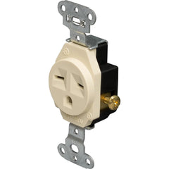 LEGRAND Pass & Seymour 5651I Heavy Duty Spec-Grade Single Receptacle 15A 250 VAC Back and Side Wire Ivory
