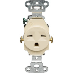 LEGRAND Pass & Seymour 5651I Heavy Duty Spec-Grade Single Receptacle 15A 250 VAC Back and Side Wire Ivory