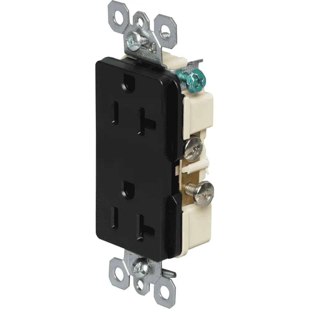 LEGRAND Pass & Seymour TR26342BK 20A Spec-Grade Tamper-Resistant Decorator Duplex Receptacle Side Wire 125 VAC