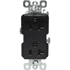 LEGRAND Pass & Seymour TR26342BK 20A Spec-Grade Tamper-Resistant Decorator Duplex Receptacle Side Wire 125 VAC