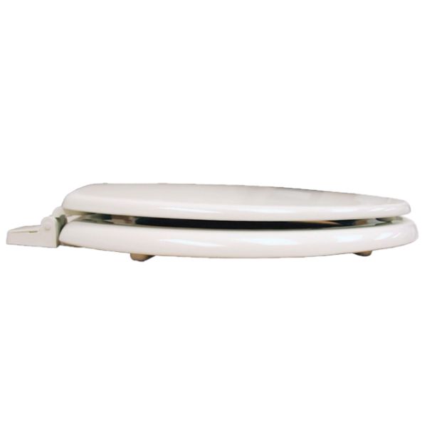PLUMBING TECHNOLOGIES Plumbing Technologies 103-00 PlumbTech Residential Round Molded Wood Toilet Seat with Easy Release 'N' Clean Hinge, White