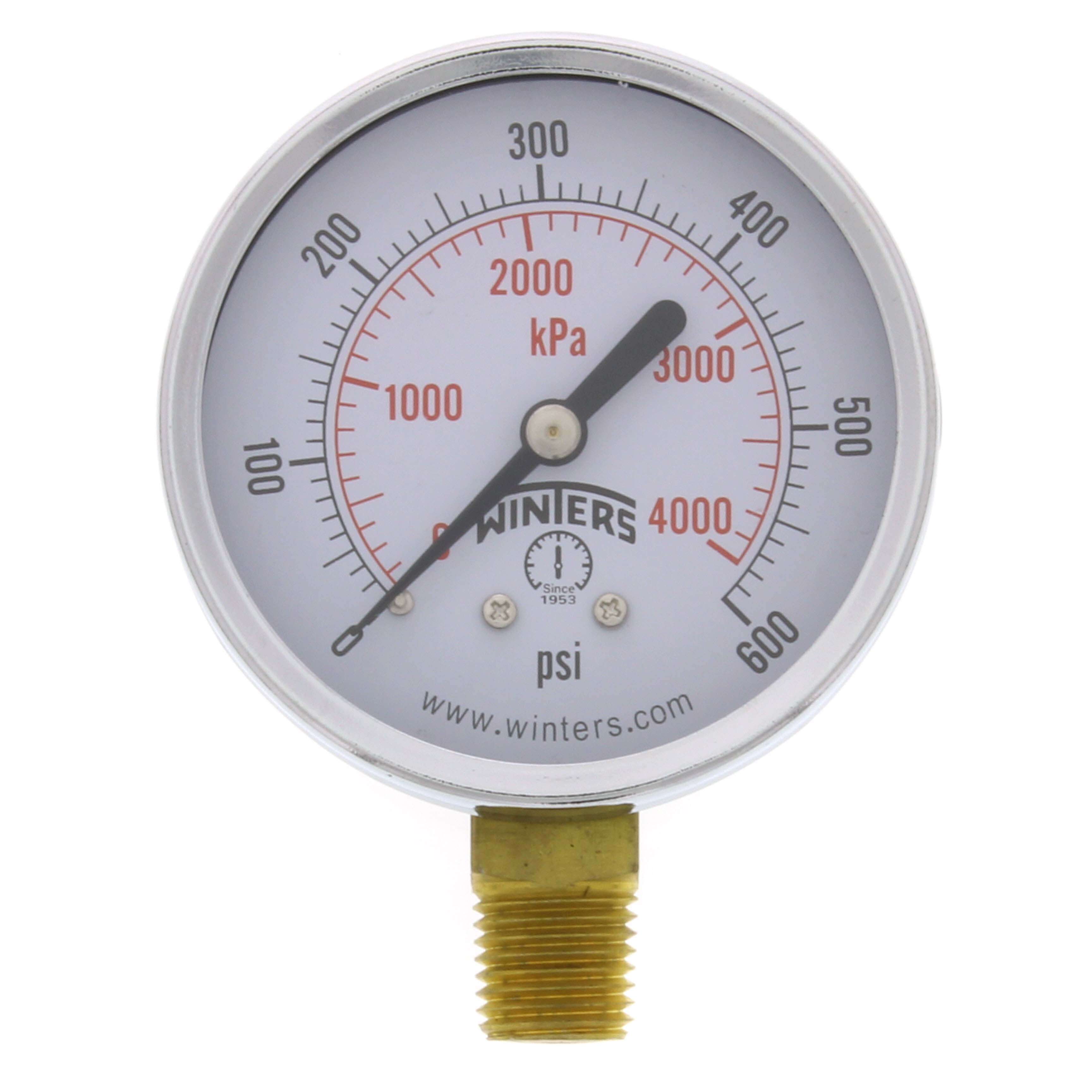 WINTERS INSTRUMENTS Winters Instruments PEM218 2-1/2 PEM Dual Scale Economy Pressure Gauge (0-600 PSI)