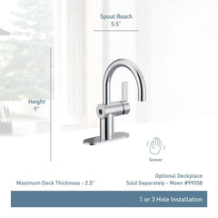 MOEN Moen 6221EWBG Cia Single Handle Monoblock Bathroom Sink Faucet in Brushed Gold