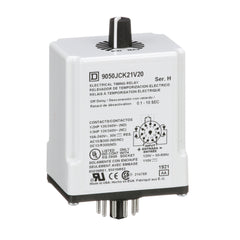 SCHNEIDER ELECTRIC Square D 9050JCK21V20 Timing Relay 120 VAC 110 VDC Coil 10 Amp DPDT Plug-In Socket Mount AC/DC Timing Relay