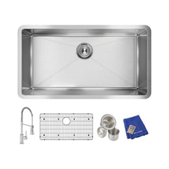 ELKAY Elkay EFRU311610TFC Crosstown 16 Gauge Stainless Steel 32-1/2 x 18 x 10 Single Bowl Undermount Sink Kit with Faucet