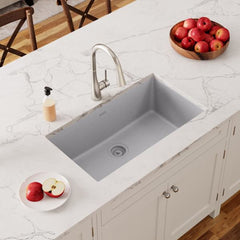 ELKAY Elkay ELGRU13322GS0 Quartz Classic 33 x 18-7/16 in. No Hole Composite Single Bowl Undermount Sink Greystone
