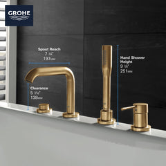 GROHE Grohe 1957800A 4-Hole Single-Handle Deck Mount Roman Tub Faucet with 1.75 GPM Hand Shower