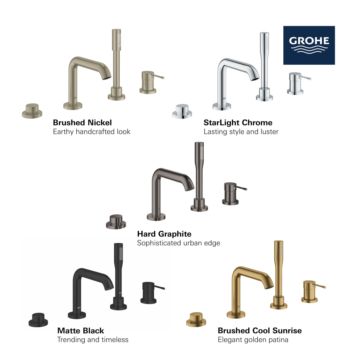 GROHE Grohe 1957800A 4-Hole Single-Handle Deck Mount Roman Tub Faucet with 1.75 GPM Hand Shower