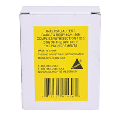 CHERNE Cherne 024568 Test Gauge 0 to 15 psi 3/4 in Connection