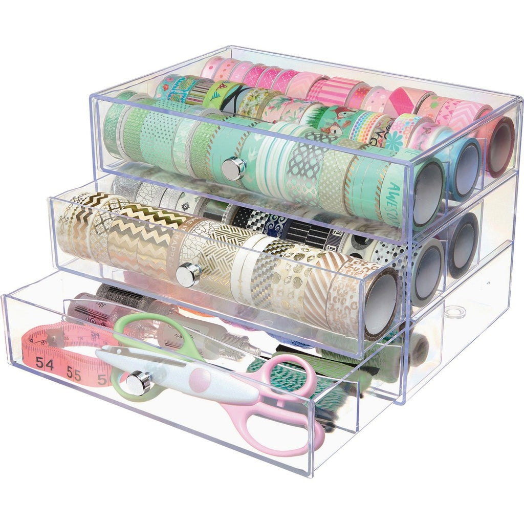 DEFLECTO Deflecto DEF350901CR 3-Drawer Storage Organizer (10 inches W x 6.8 inches D x 7 inches H)