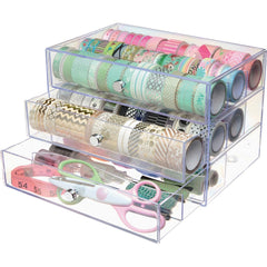 DEFLECTO Deflecto DEF350901CR 3-Drawer Storage Organizer (10 inches W x 6.8 inches D x 7 inches H)