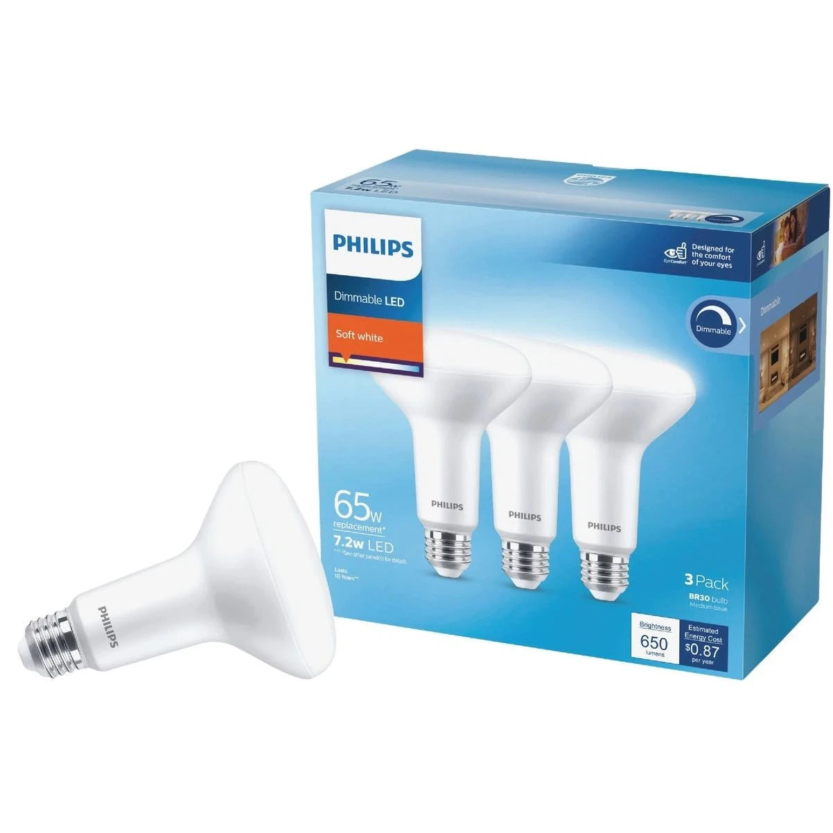 PHILIPS Philips 576579 BR30 LED Bulb 7.2W (3-Pack) 046677576578